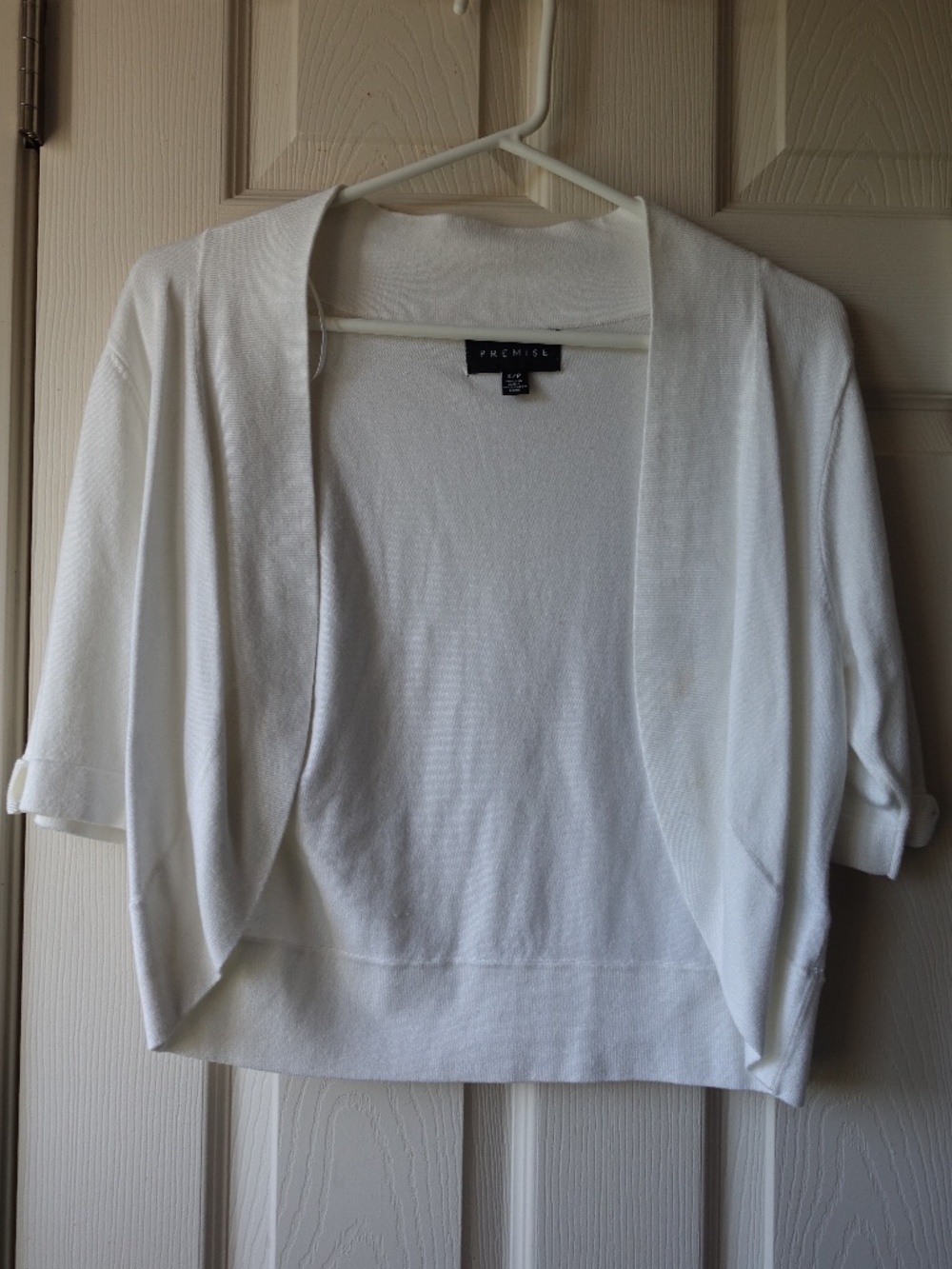 Premise White Open-Front Short-Sleeve Cardigan